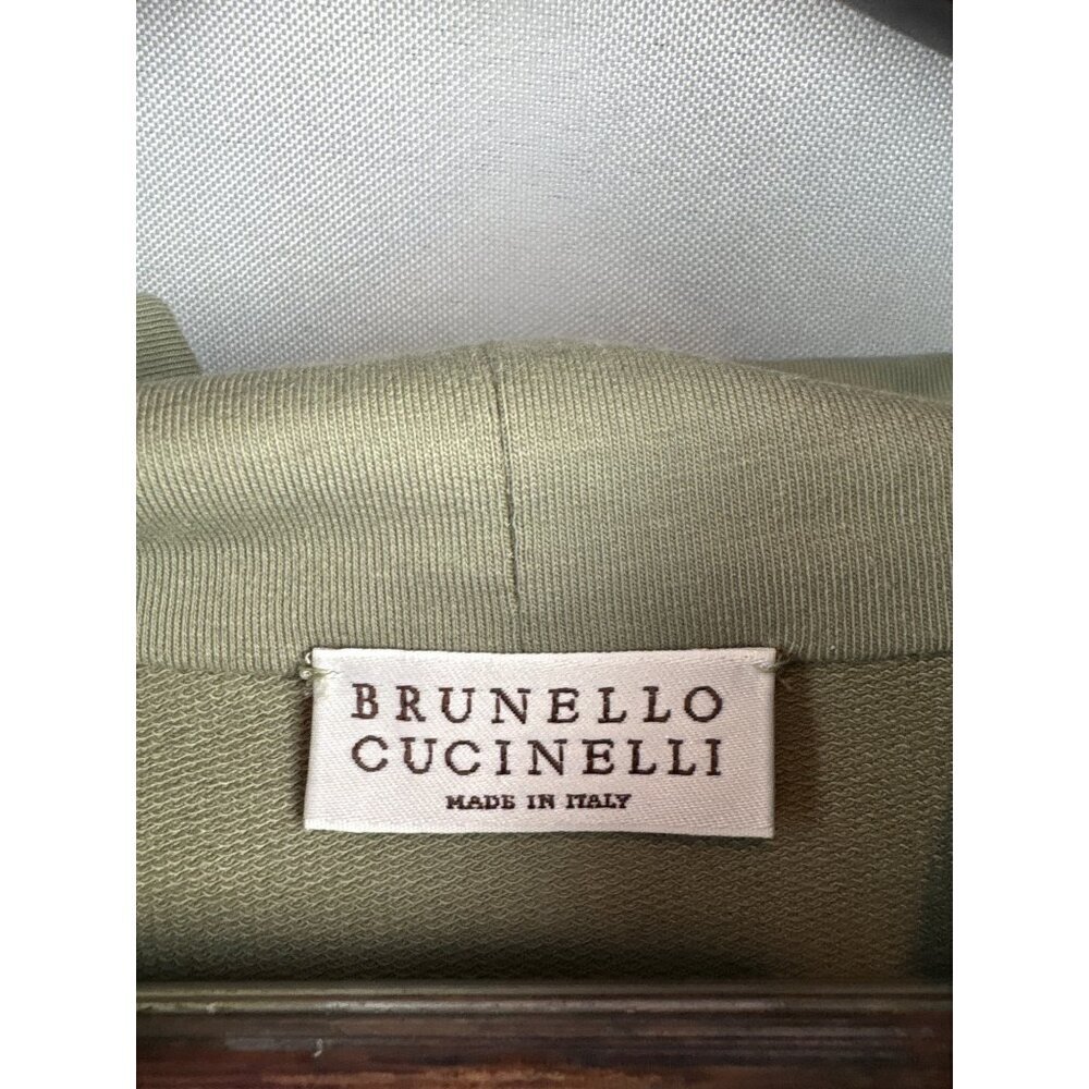 Women’s Brunello Cucinelli Small Olive Green Zip-Up Hoodie - Picture 4 of 5
